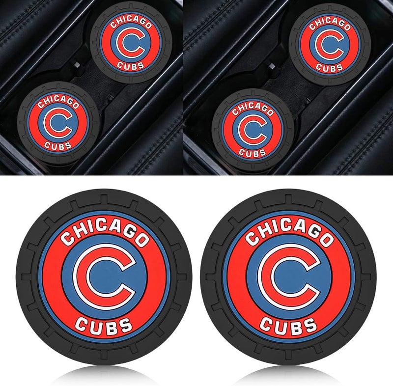 EMIJOY Cubs Car Cup Holder Coasters for Baseball Fans,Chicago Cubs Car Coasters for Vehicle Drink Holder,Baseball Stuffs Chicago Cubs Car Cup Holder Insert,Souvenir/Gifts for Baseball Fans,Car Cup Mat - Image 4